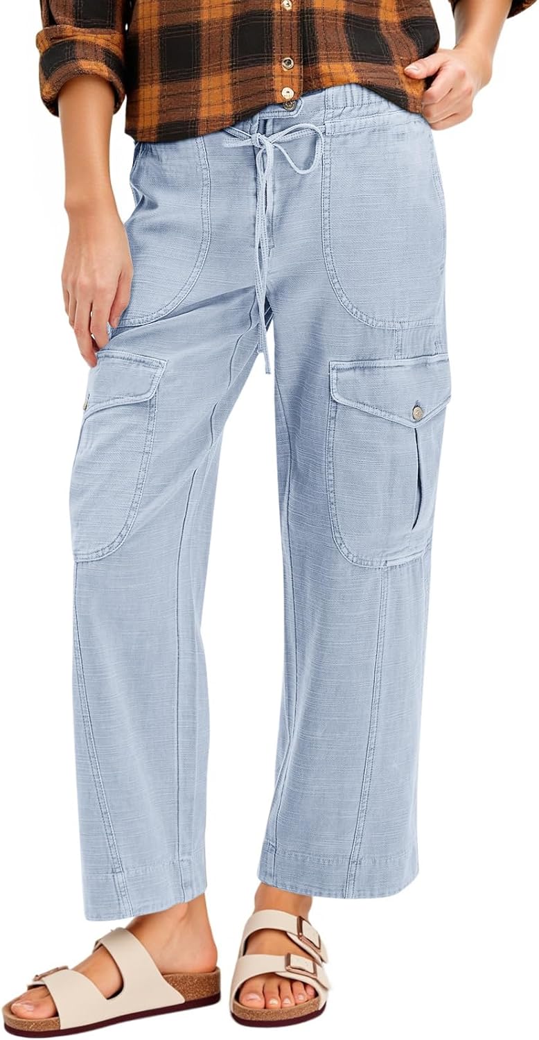Cicy Bell Womens Cotton Cargo Pants for Casual Hiking and Travel