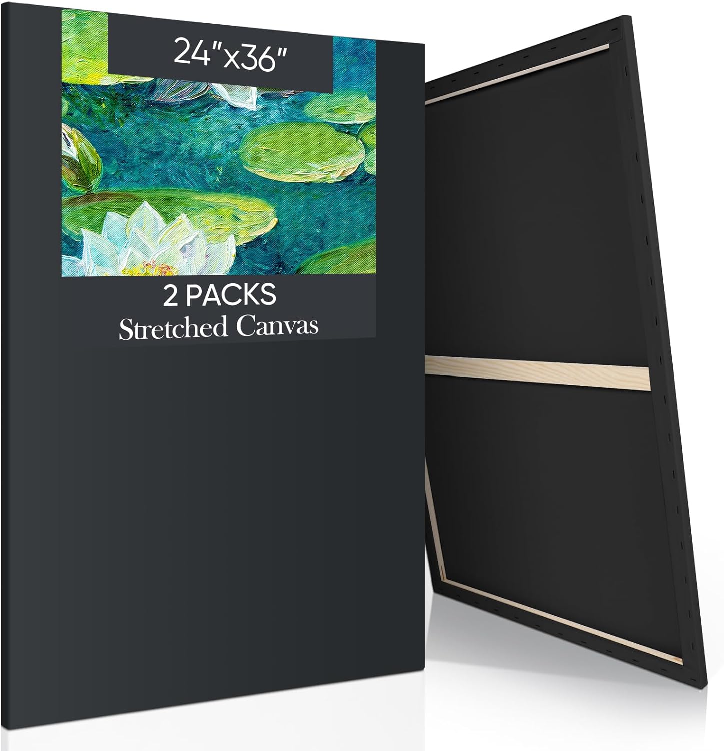 Ctosree 2 Pack Stretched Canvas for Painting, Large Black Cotton