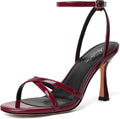 Burgundy Strappy Heels for Women Lace Up Ankle Strap - 10cm Stiletto