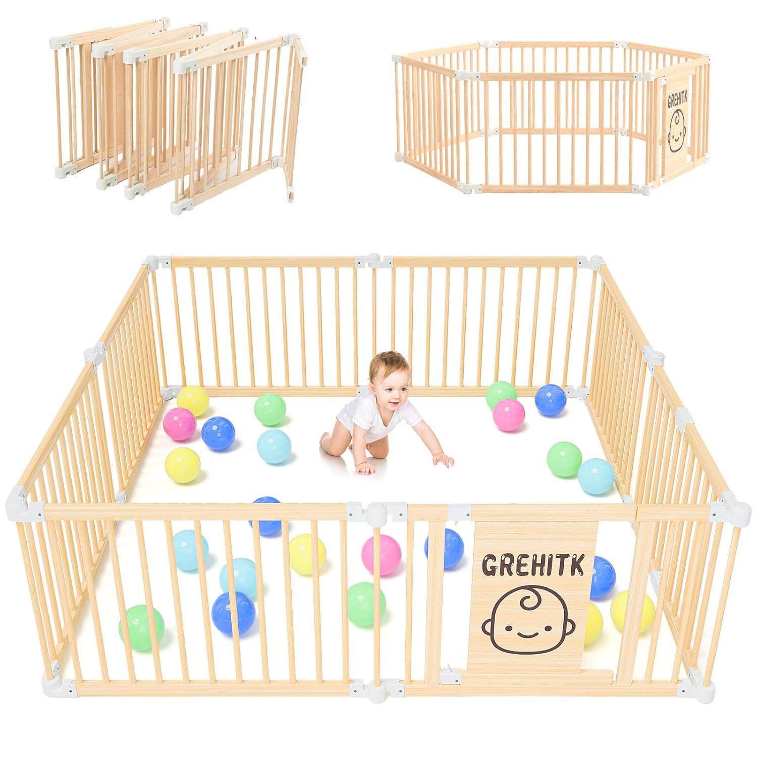 Foldable Wooden Baby Playpen: Safety & Versatility!