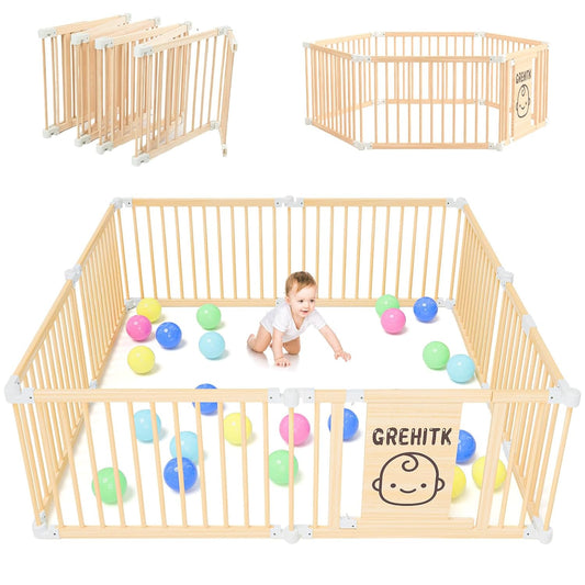 Foldable Wooden Baby Playpen: Safety & Versatility!