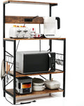 Rustic Brown Bakers Rack with Power Outlet