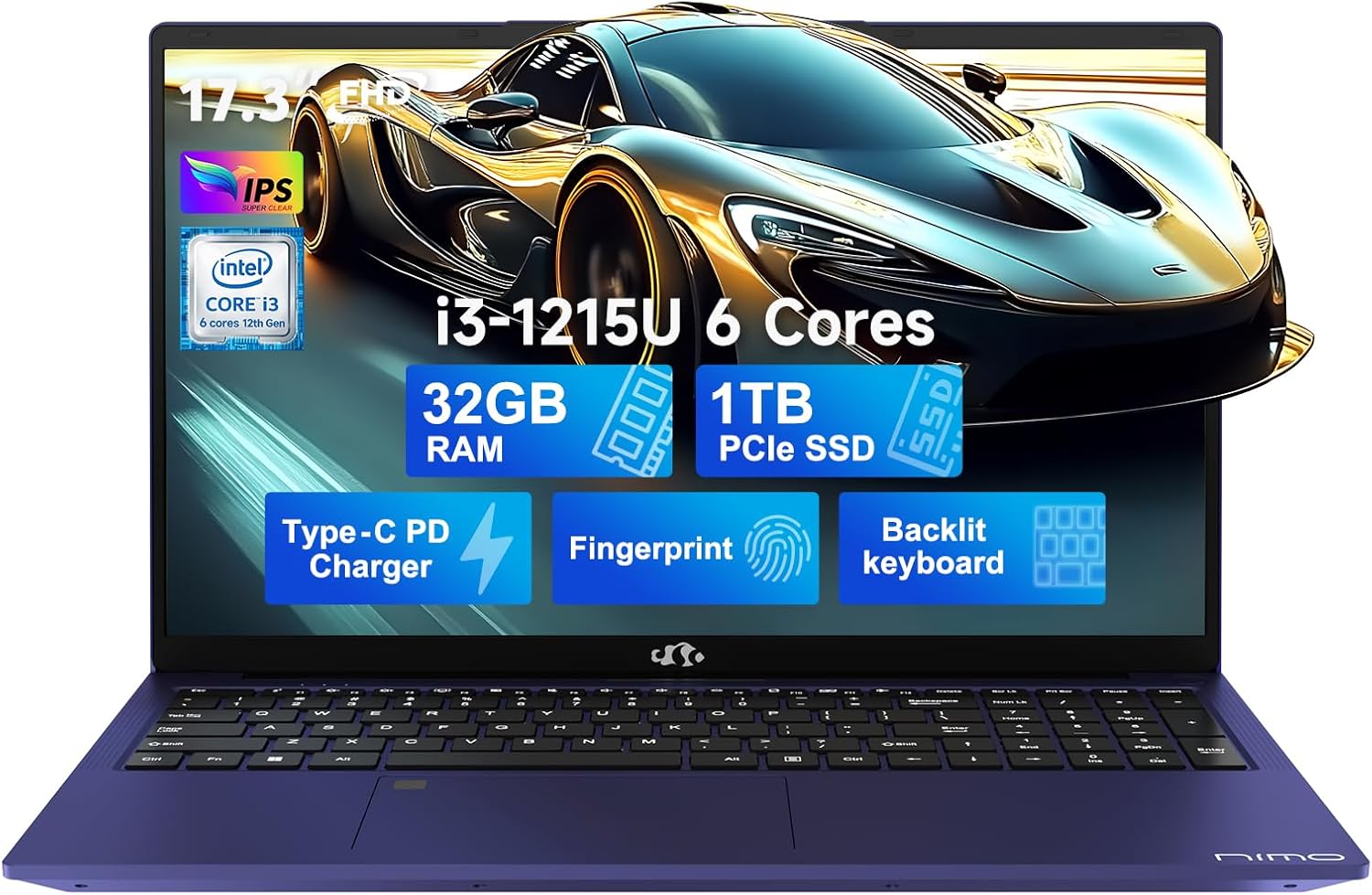 NIMO 17.3 FHD Ips Laptop: Ultra-Fast Intel i3, 32GB RAM, 1TB SSD