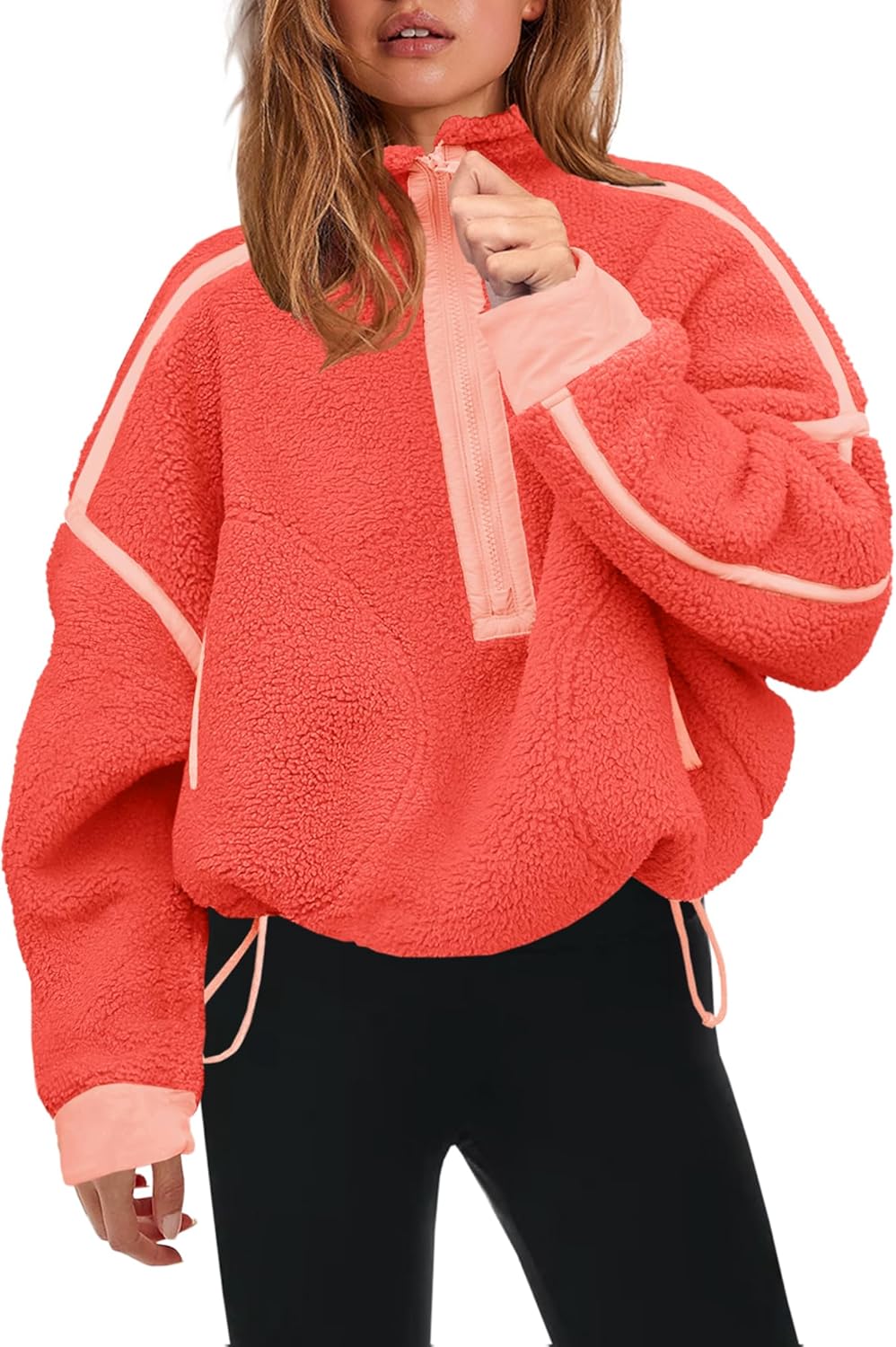 Panadila Womens Half Zip Sherpa Fleece Pullover for Cozy Style