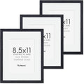 Fun Memories Solid Oak Wood Frame 8.5x11 - Real Glass, 3 Pack