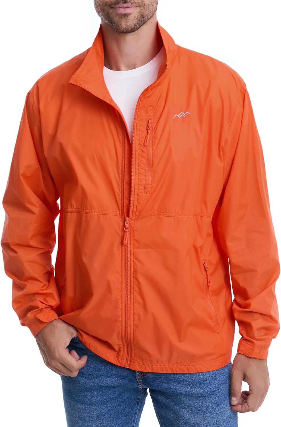 Mens Windbreaker Jacket Lightweight Packable for Outdoor Use