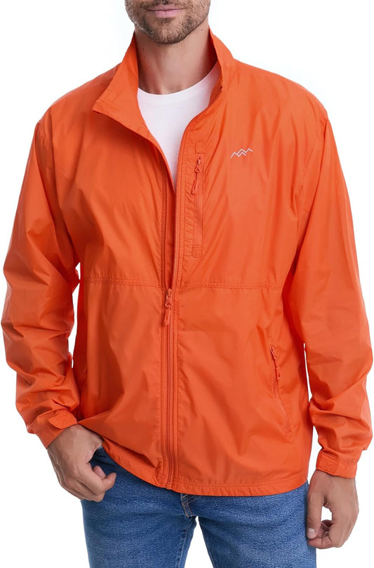 Mens Windbreaker Jacket Lightweight Packable for Outdoor Use