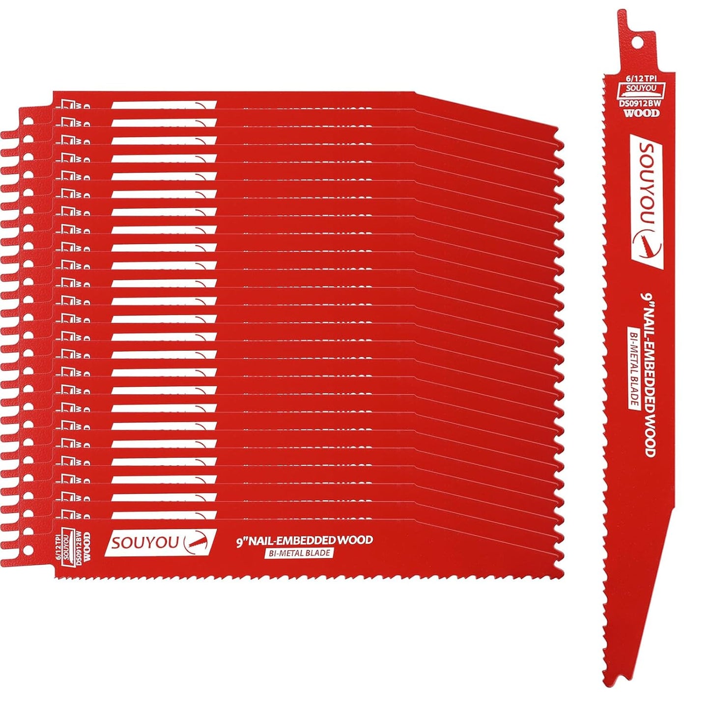 Souyou 25 Pack 9 Inch Reciprocating Saw Blades for Cutting