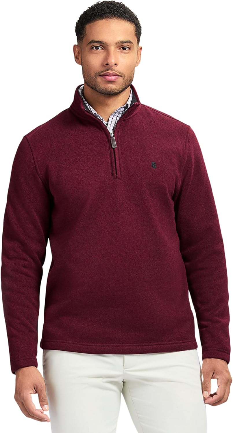 SWEATER FLEECE QUARTER ZIP in LT GREY HTHR for Comfort
