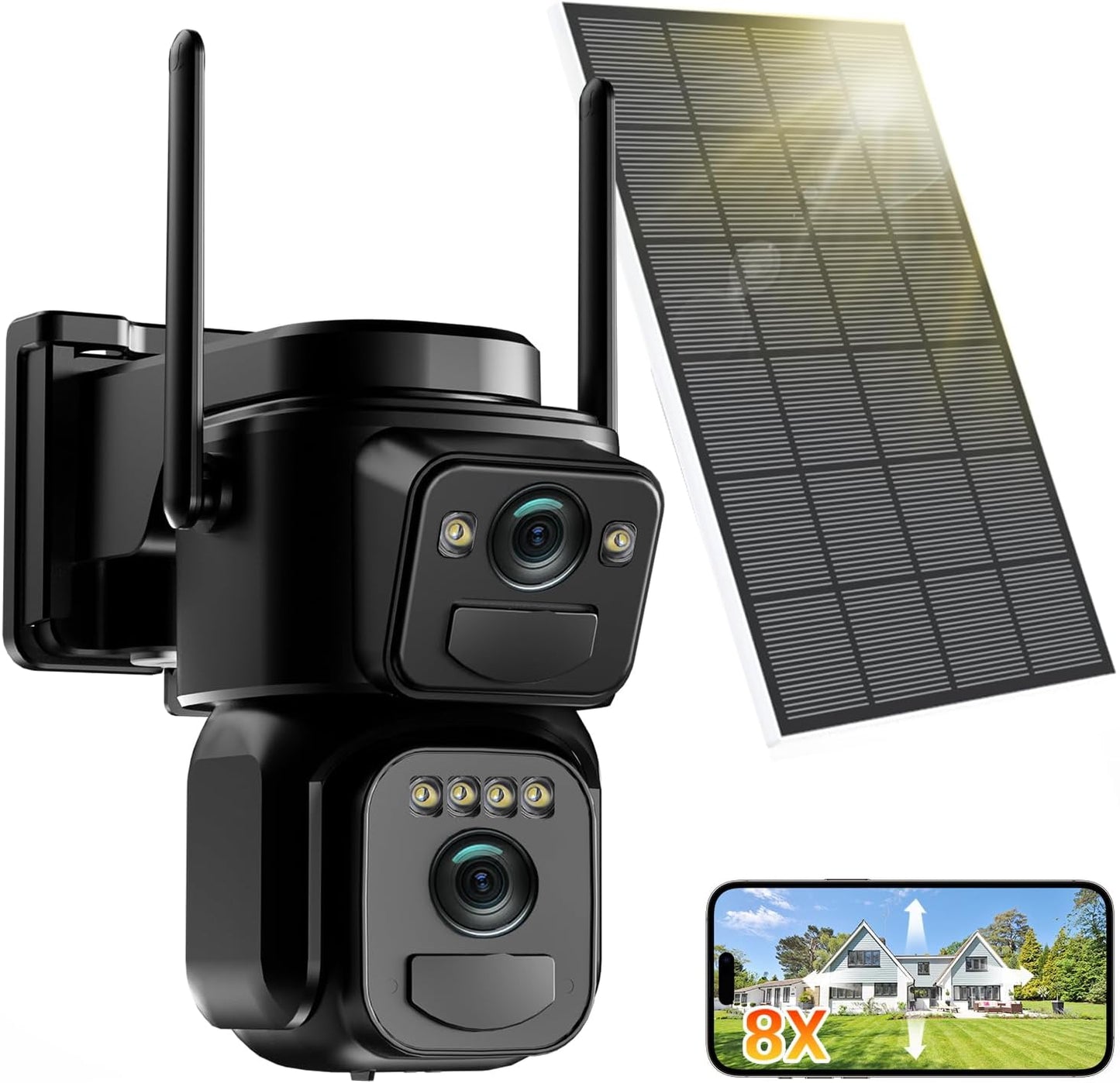 4K 8MP Solar Security Cameras Wireless Outdoor with Night Vision
