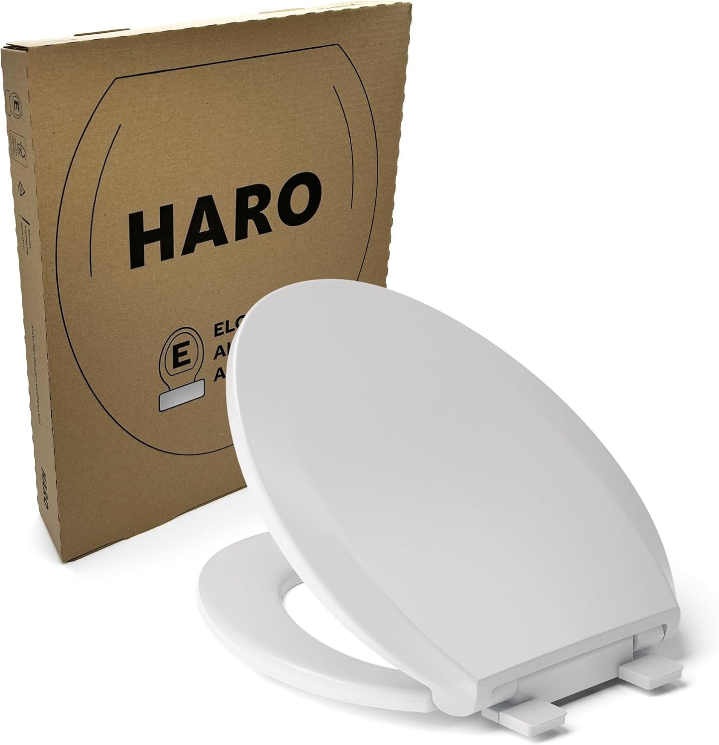 HARO Elongated Toilet Seat with Slow-Close Feature and Durability