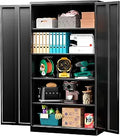 INTERGREAT Metal Garage Storage Cabinet with Lock - Durable Black 72in