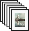16x20 Picture Frame Set of 6 - Black Gallery Collage for Wall Display