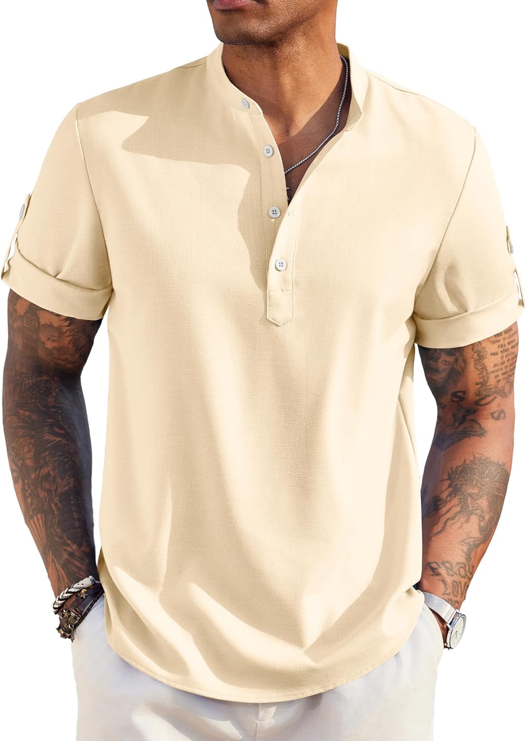 COOFANDY Men's Casual Henley Shirt for Summer Beach Style