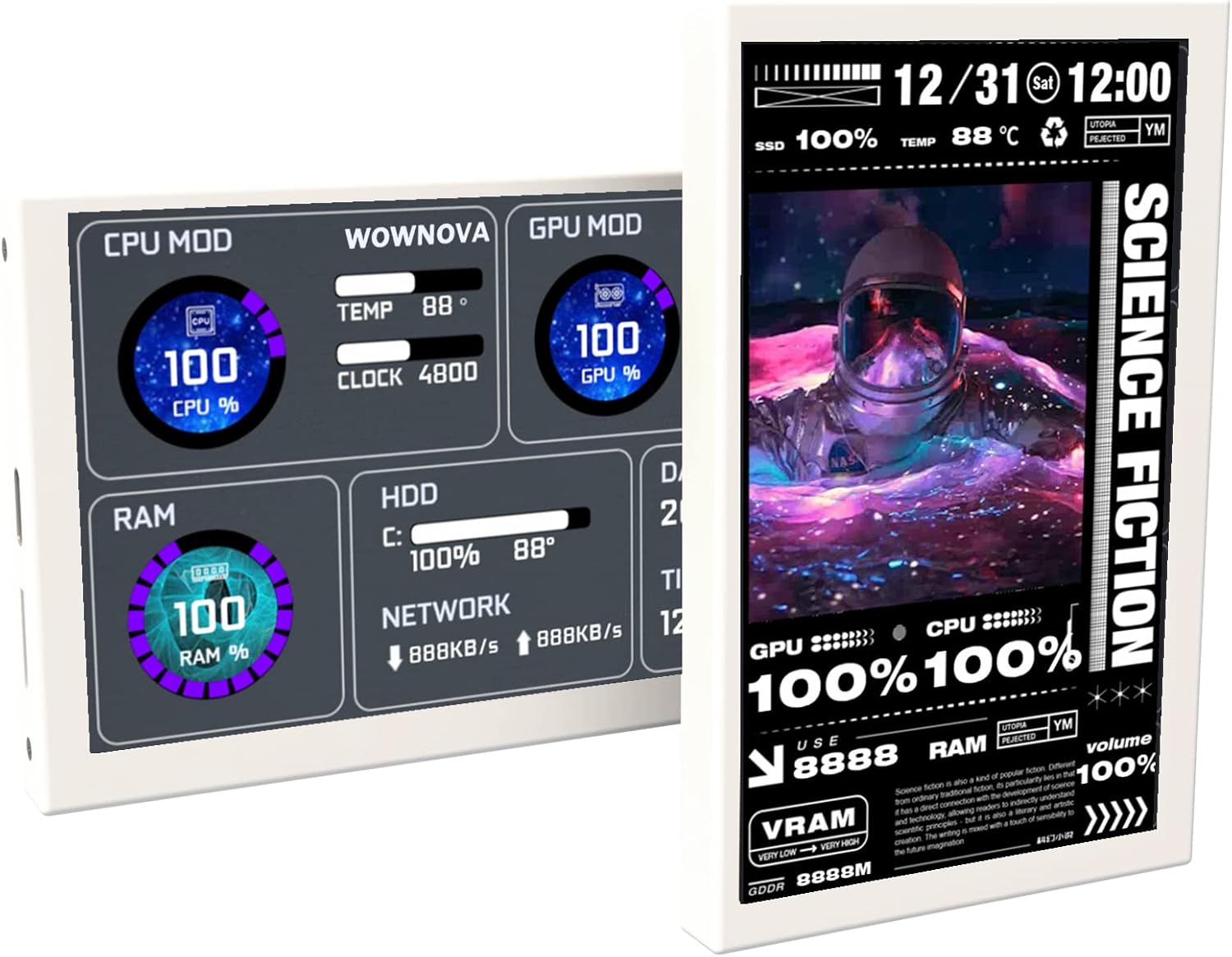 WOWNOVA 5in Computer Temp Monitor with Dynamic Theme Support