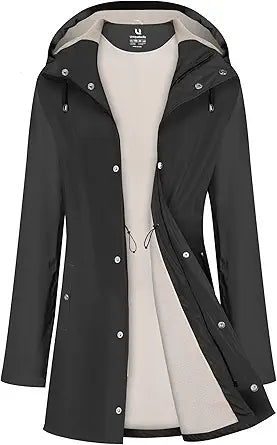 UNIQUEBELLA Women Long Rain Jackets for Waterproof Protection