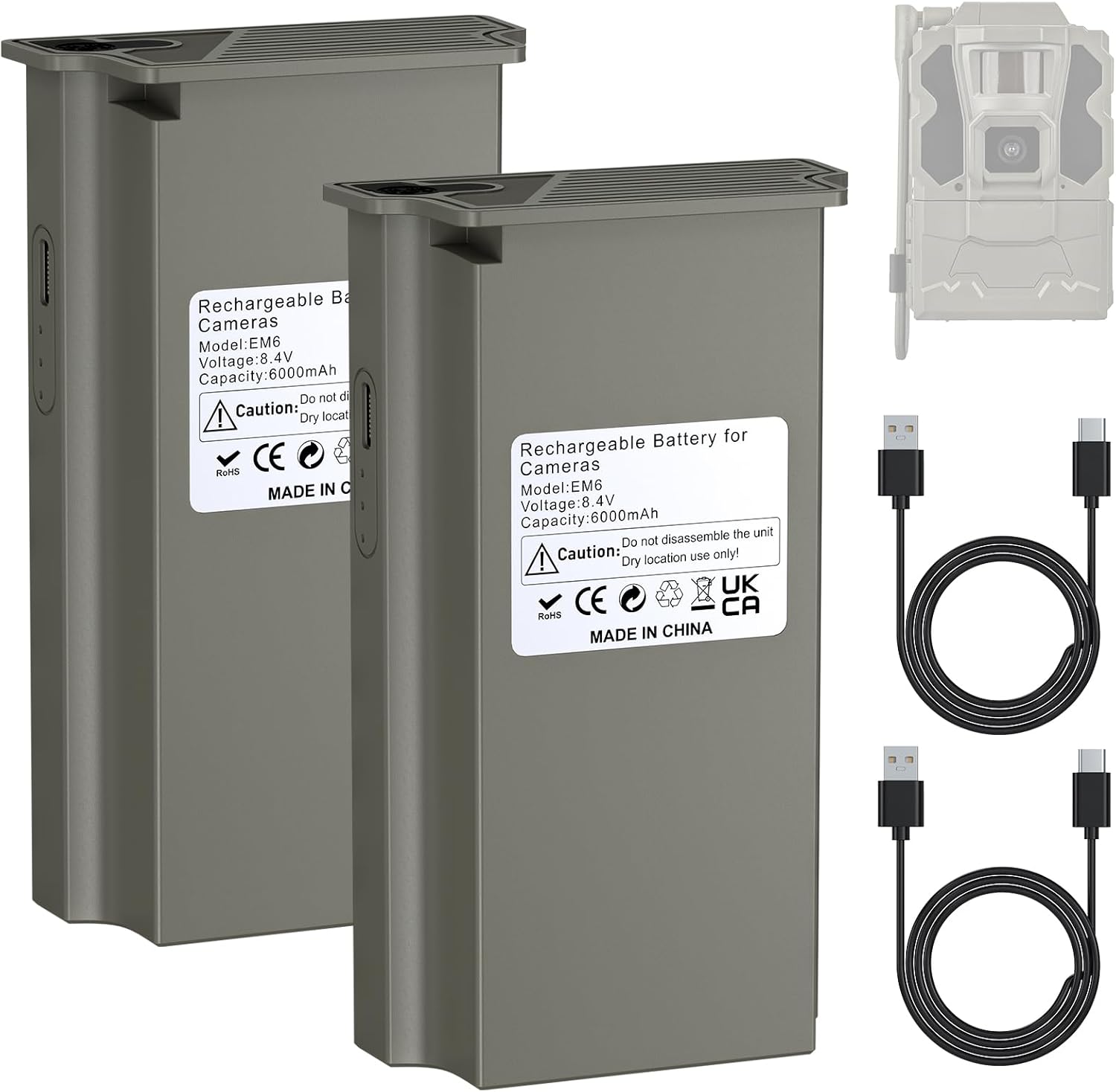 Rechargeable Lithium Battery Pack for Trail Cameras - 2 Pack