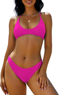 ZAFUL Women's Tie Back Padded High Cut Bralette Bikini Set come
