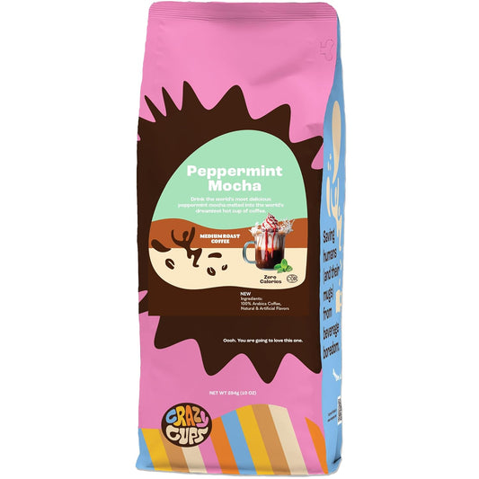 Crazy Cups Peppermint Mocha Ground Coffee - Brew Hot or Iced!