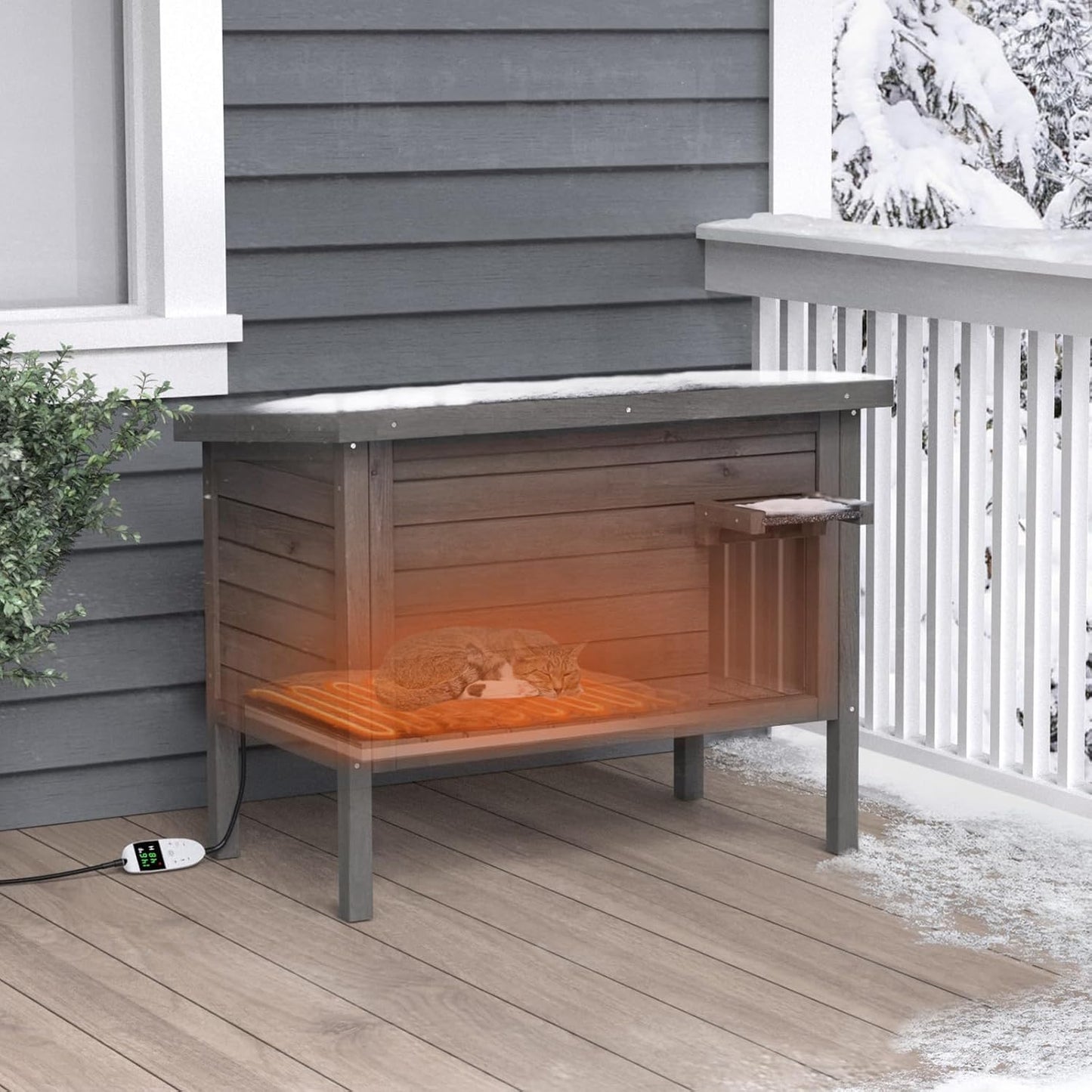GDLF Outdoor Feral Cat House with Heated Shelter for Cats