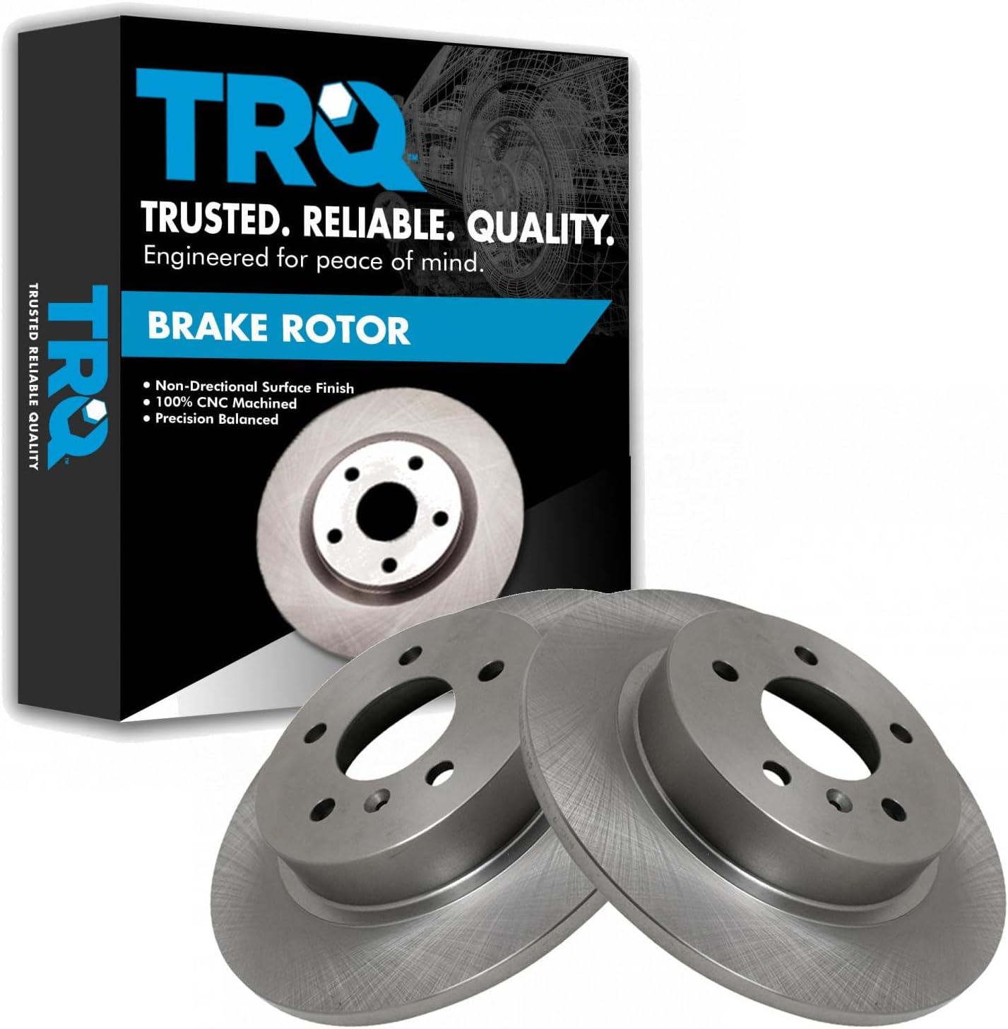 TRQ Rear Brake Rotors Set Solid for Buick Lucerne & Cadillac DTS