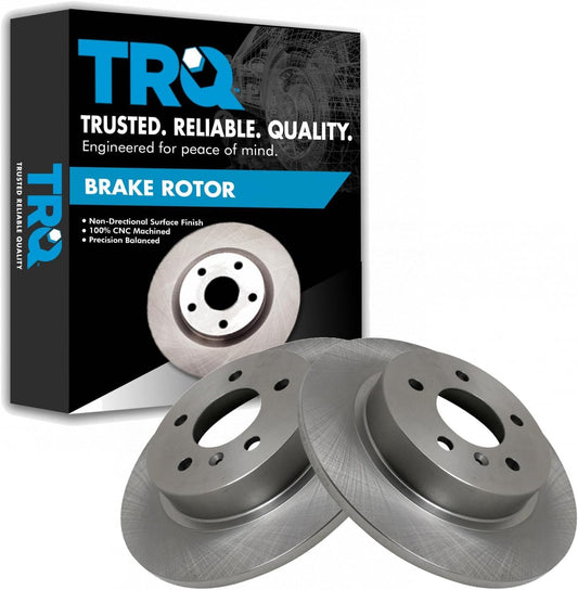 TRQ Rear Brake Rotors Set Solid for Buick Lucerne & Cadillac DTS