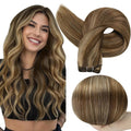 Full Shine 24 in Sew In Hair Extensions Brown Highlight Honey Blonde