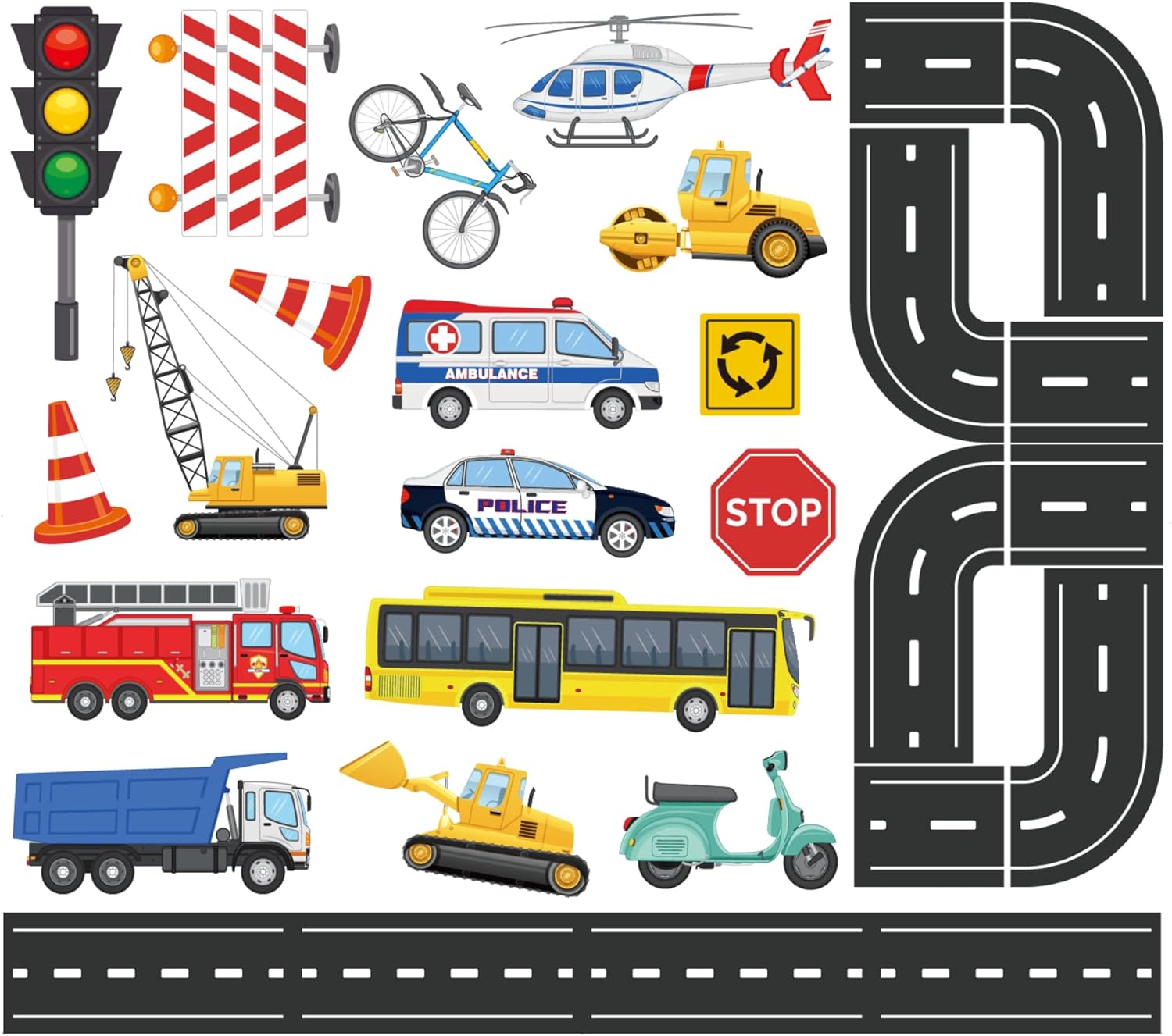 29-Piece Educational Vehicle Bath Stickers - Non-Toxic Fun for Toddlers