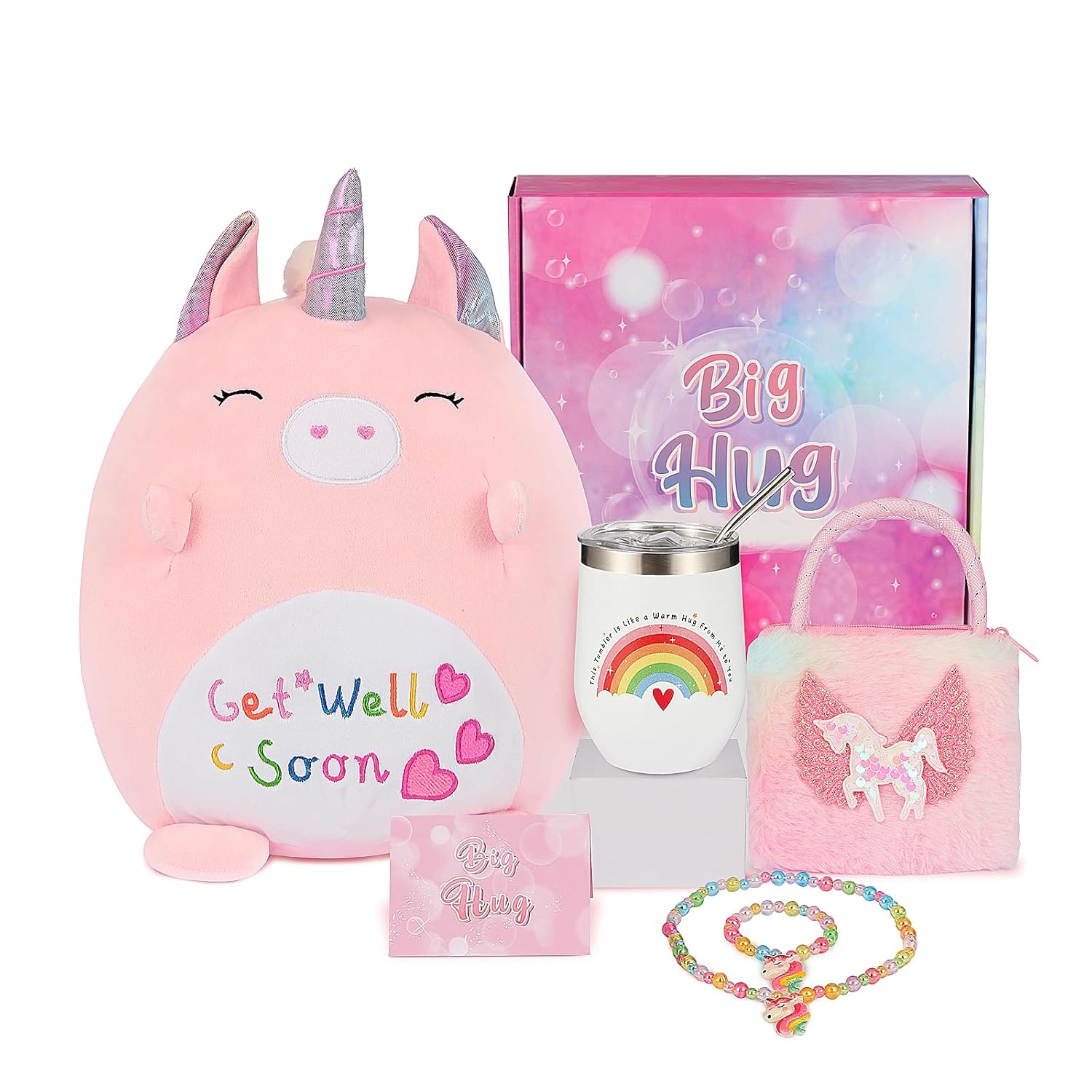 Get Well Soon Gift for Kids with Unicorn Plush Pillow Set