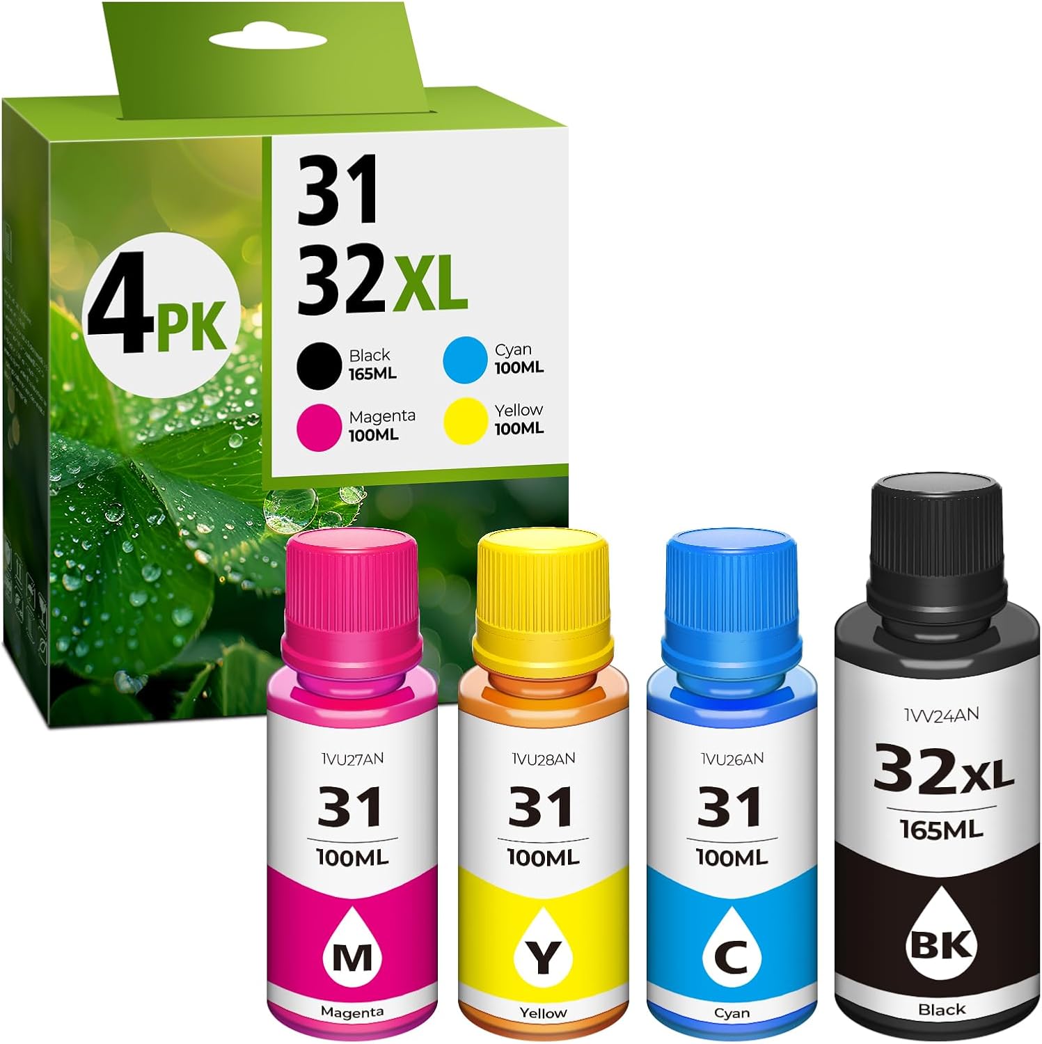 31 Ink 32XL Black Ink Bottle Set by DEEIYUER for HP Printers