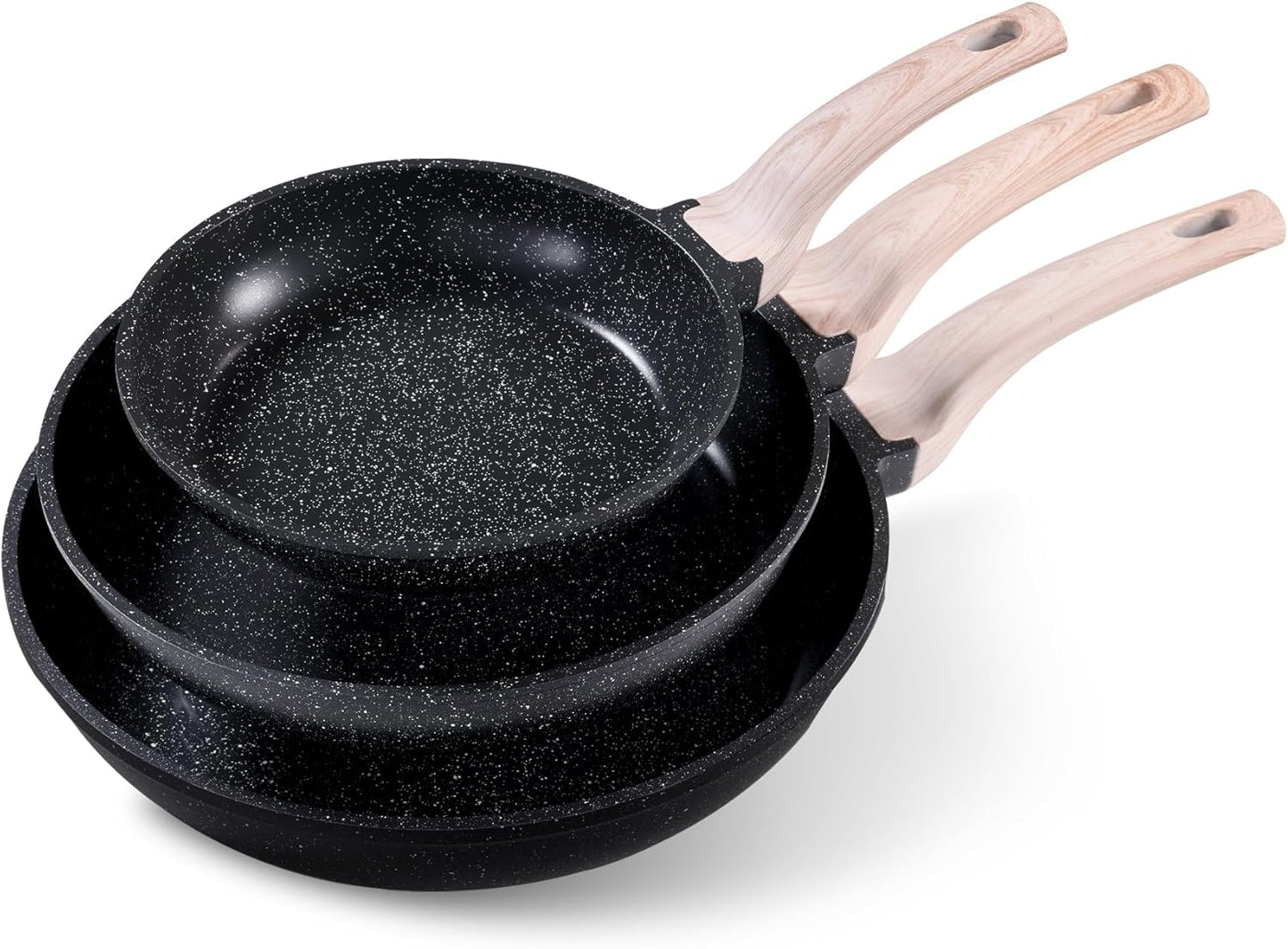CAROTE Non Stick Frying Pan Set - Healthy Granite Cookware