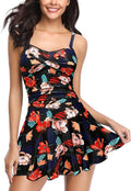 SHEKINI Crossover Ruched Skirt One Piece Swimdress - Flattering