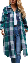 SKIKYAN Women Fall Flannel Plaid Shacket Jacket Oversized Button