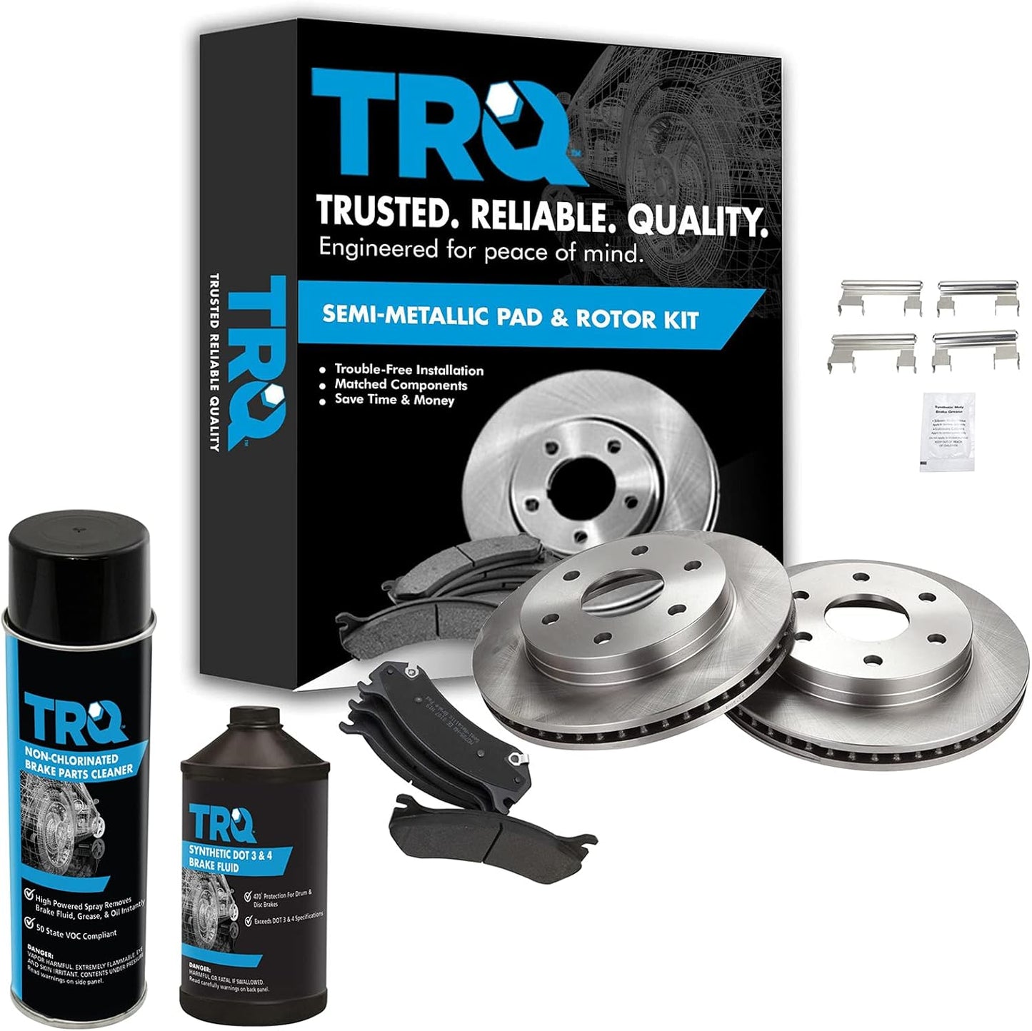 TRQ Front Brake Pad & Rotor Kit for Cadillac and Chevrolet Vehicles
