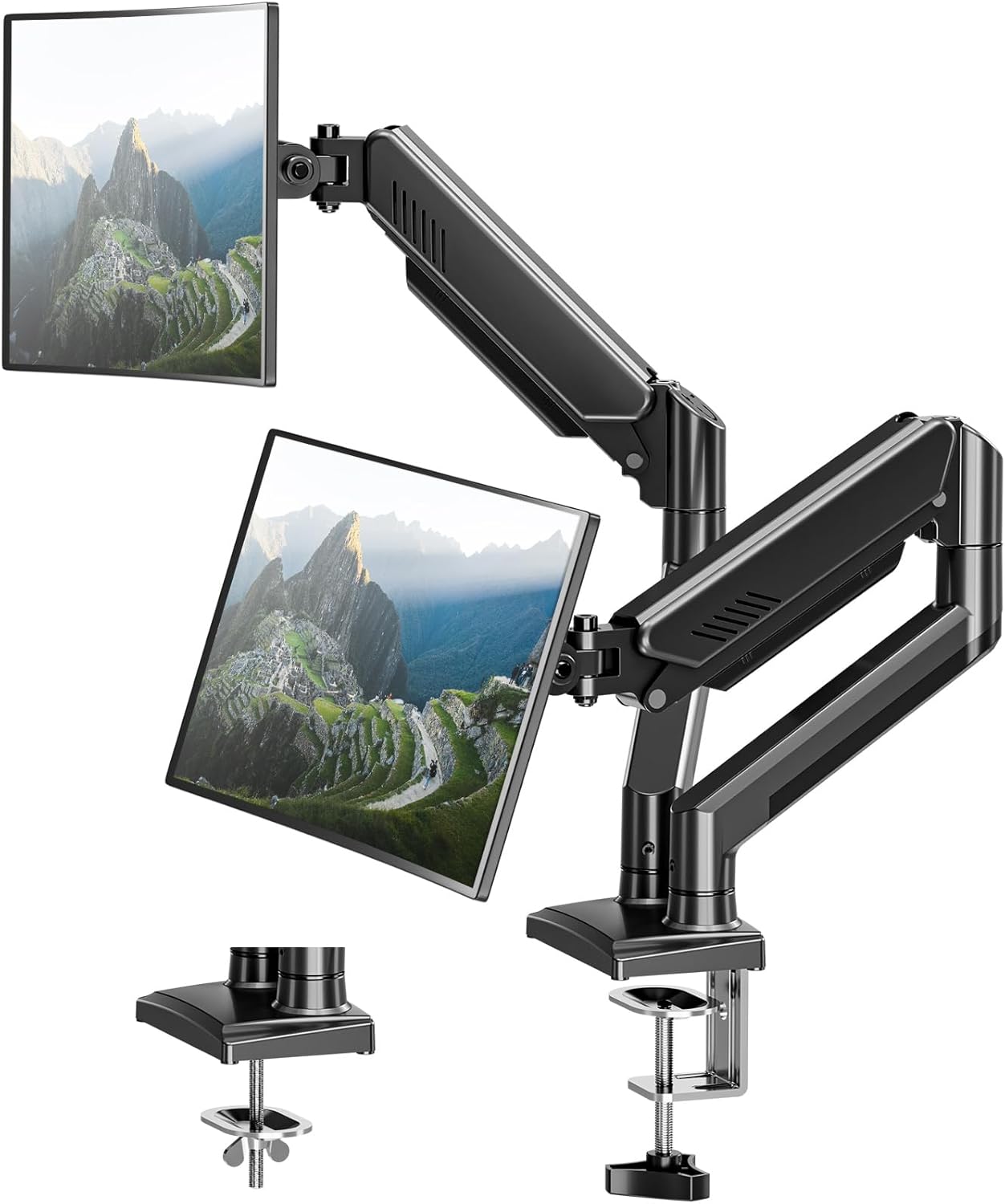 Dual Monitor Mount - Streamlined Space Saver for 2 Screens up to 32 ...
