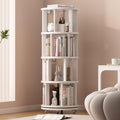 Solid Wood Rotating Bookshelf Tower, 4 Tier - Space-Saving 360 Spin