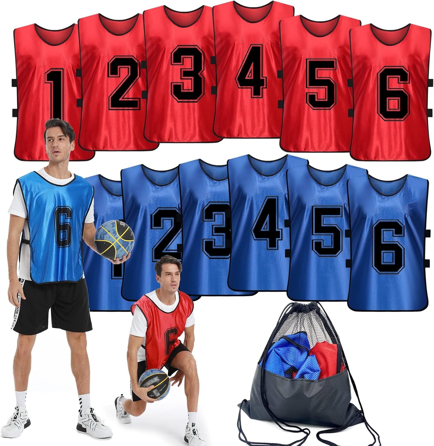 Sports Pinnies Numbered Practice Vest for Soccer Basketball Teams