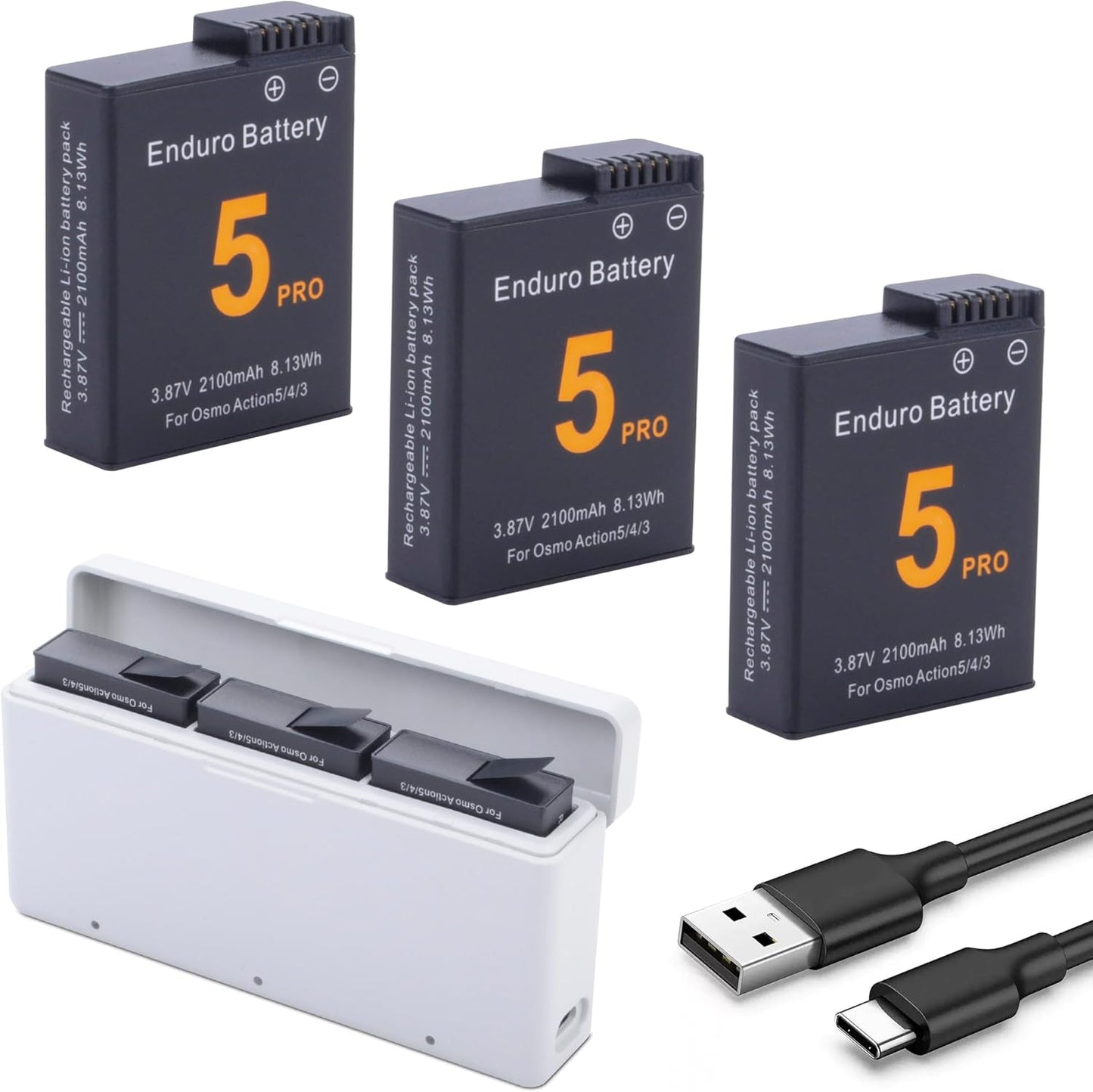 Osmo Action 5 Pro Battery Charger Kit with 3-Pack Batteries