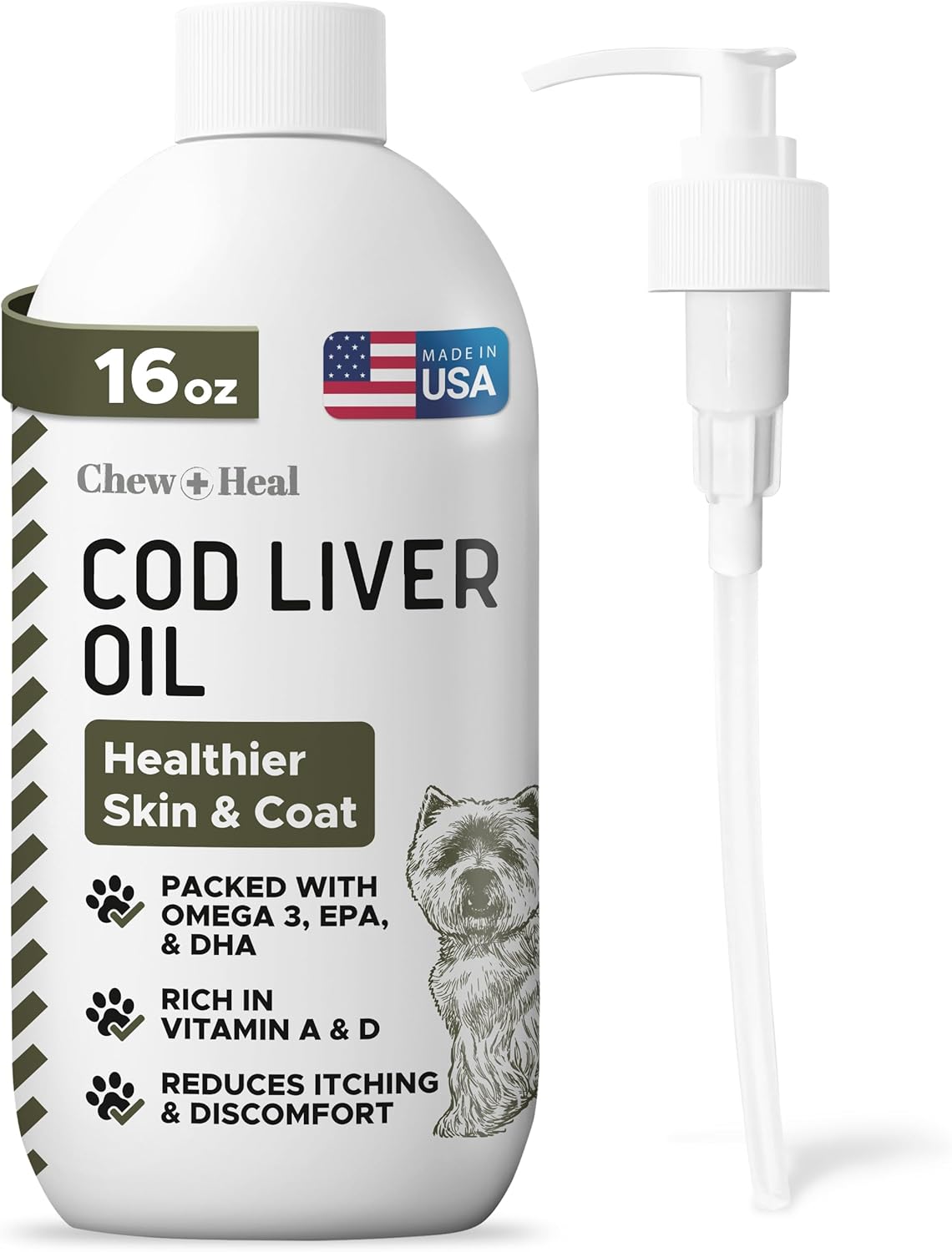 Pure Cod Liver Oil for Dogs - Omega 3, 6, Vitamins A & D
