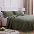 SunStyle Home Quilt Set King Size Olive Green Diamond Pattern