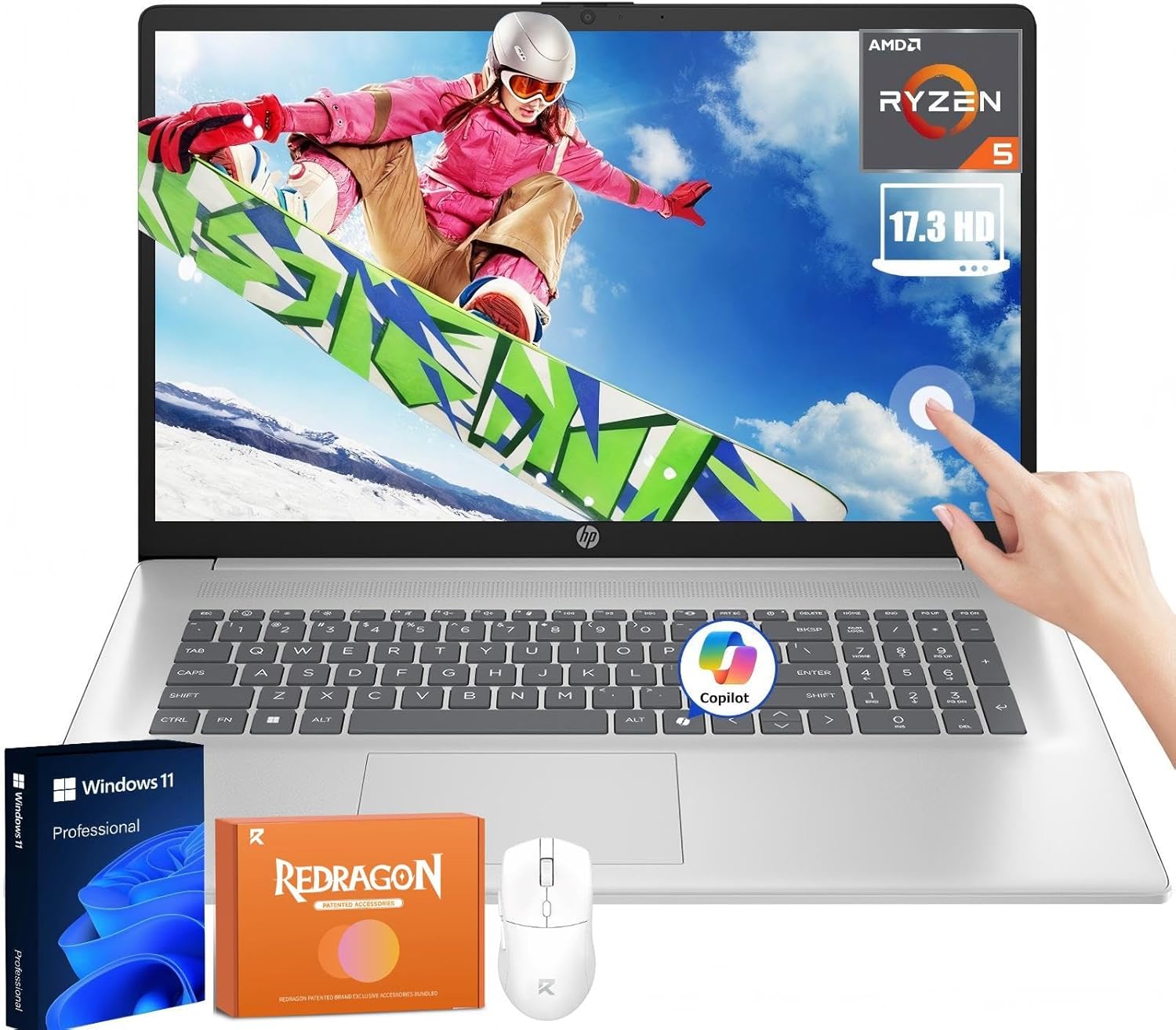 HP 17.3 Touchscreen Laptop with AMD Ryzen 5 and 32 GB RAM