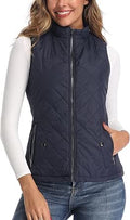 Women's Quilted Stand Collar Vest - Lightweight Polyester Layering