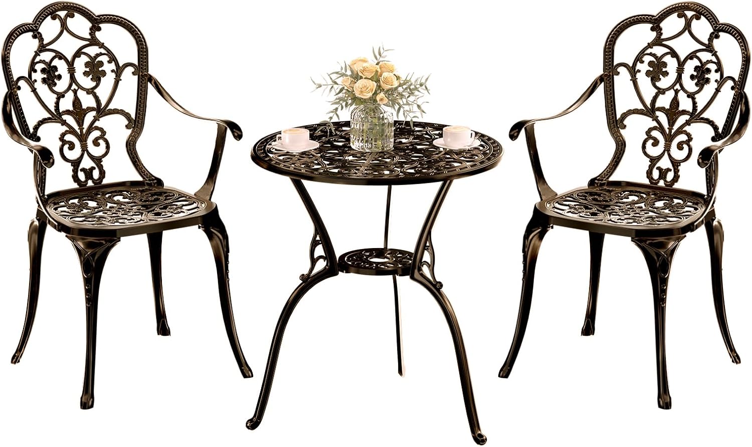 Patio Bistro Set of 2, Durable Cast Aluminum Outdoor Furniture