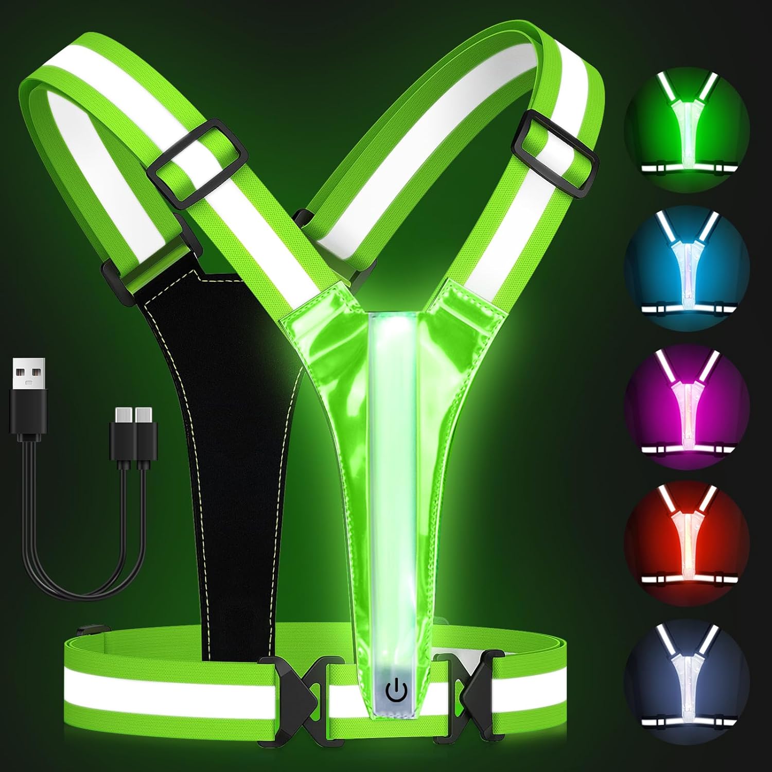 Zacro Light Up Reflective Vest - Stay Visible while Running!