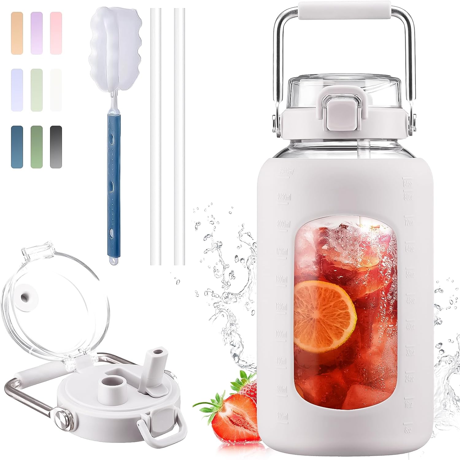 BLUEGO 84oz Water Bottle with Stainless Steel Handle for Gym