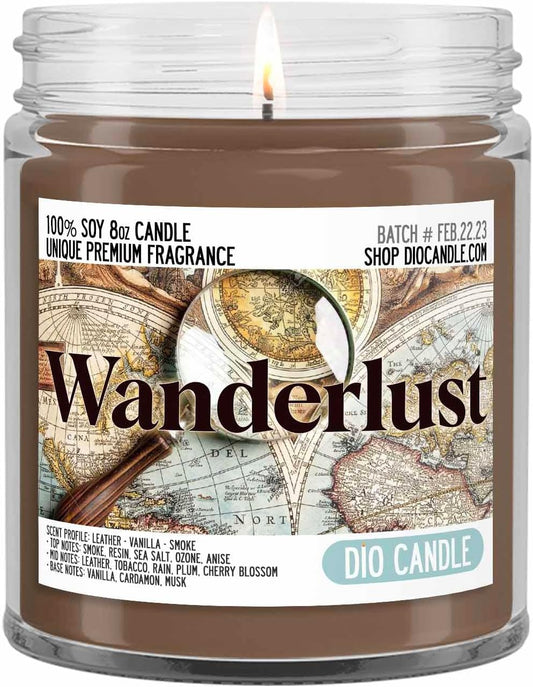 Wanderlust Scented Candle - Leather and Vanilla Aroma Delight