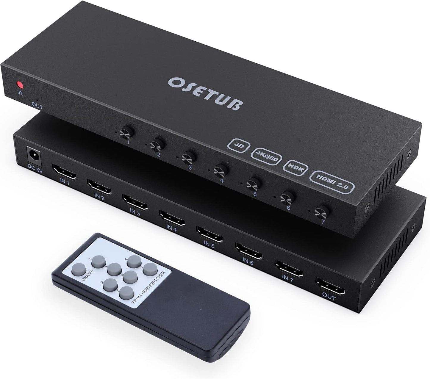 7 in 1 Out HDMI Switch 4K@60Hz with HDR and Remote Control