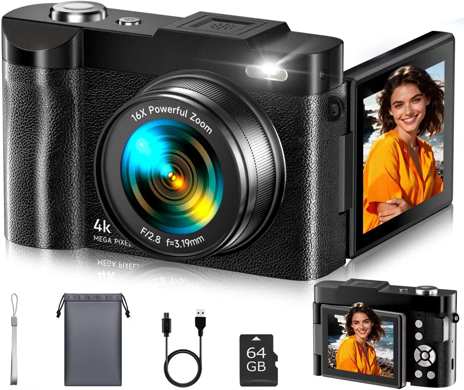 4K Digital Camera for Photography - Compact Vlogging Camera