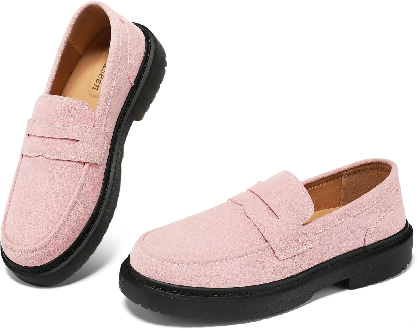 BEAUSEEN Women's Suede Penny Loafers - Chic Casual Slip Ons