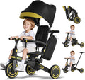 Push Tricycle for Toddlers Black - 9-in-1 Convertible Trike